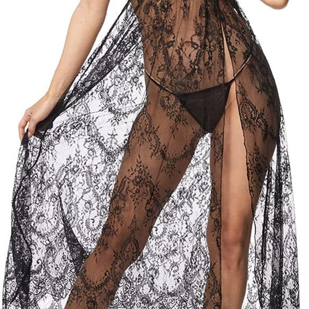 Women'S plus Size Lingerie Sexy Split Maxi Long Gown Sheer Dress