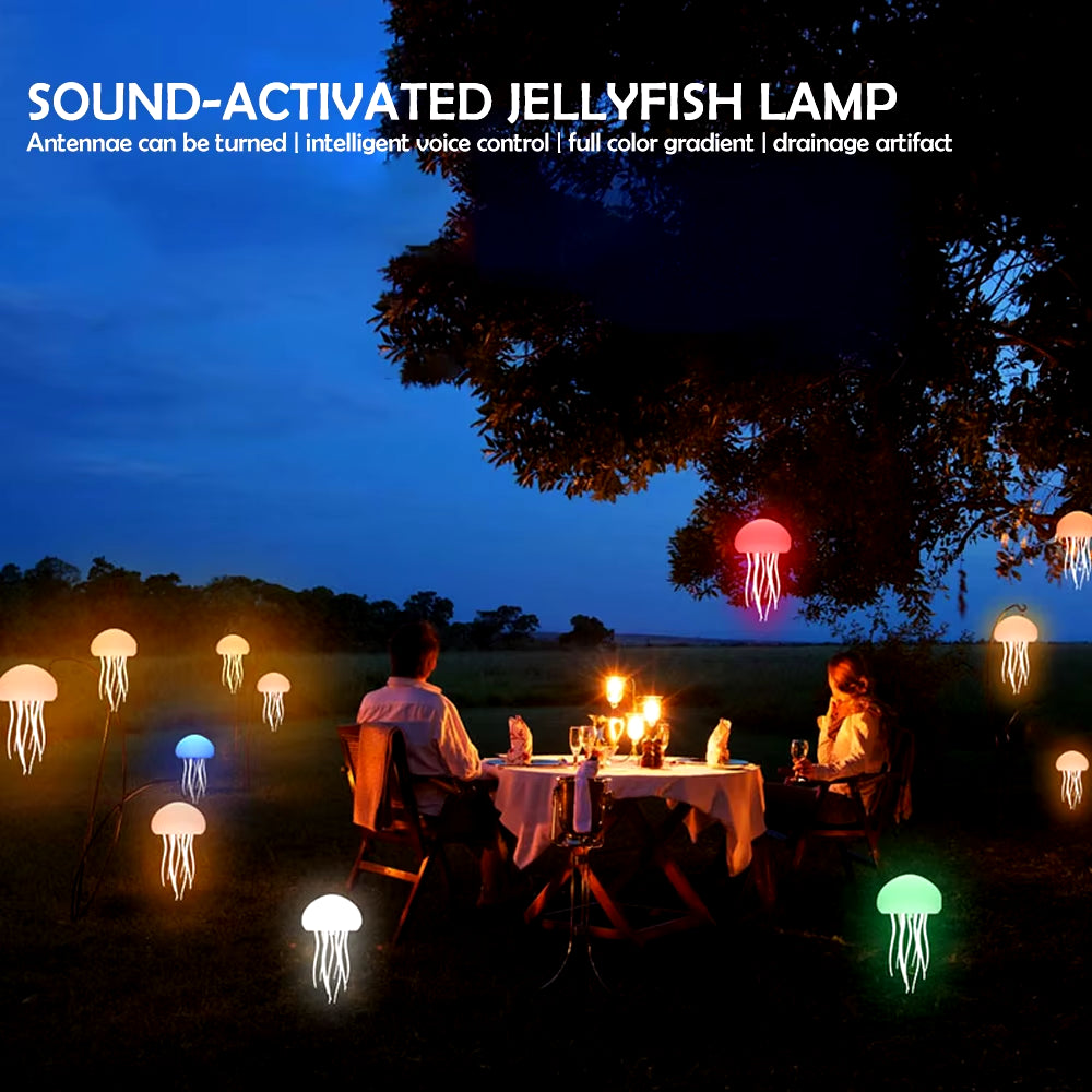 Jellyfish LED Night Light Cute Rechargeable Voice Control Dancing Legs RGB Bedside Lamp Table Lamp Bluetooth Speaker Humidifier