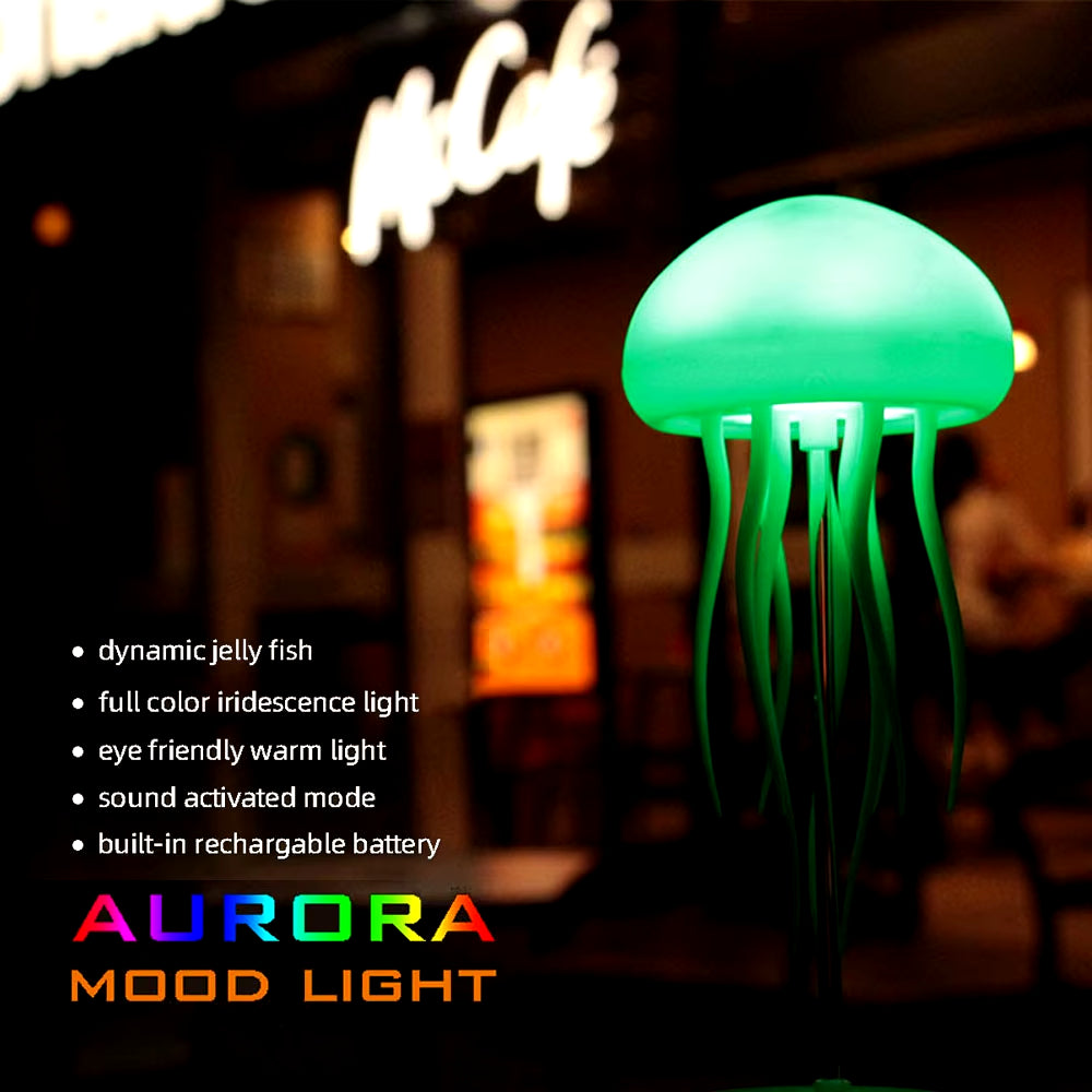 Jellyfish LED Night Light Cute Rechargeable Voice Control Dancing Legs RGB Bedside Lamp Table Lamp Bluetooth Speaker Humidifier
