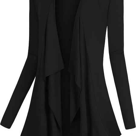 Women'S Drape Front Open Cardigan Long Sleeve Irregular Hem