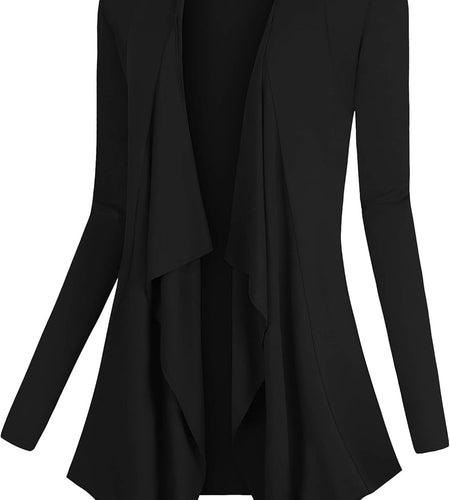 Women'S Drape Front Open Cardigan Long Sleeve Irregular Hem