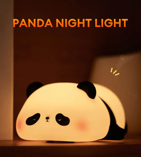 LED Night Lights Cute Panda Silicone Lamp USB Rechargeable Timing Bedside Decor Kids Birthday Gifts for Home Bedroom Decor