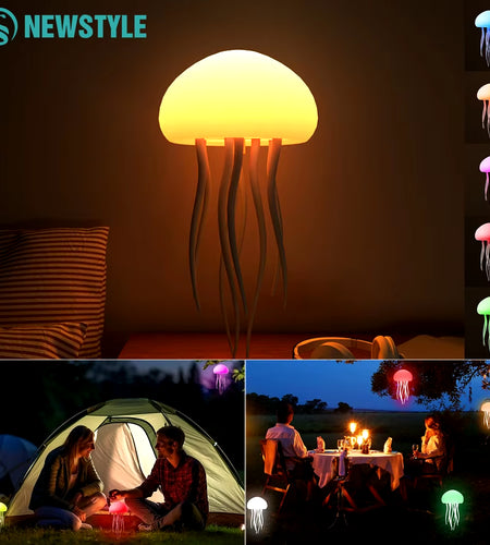 Jellyfish LED Night Light Cute Rechargeable Voice Control Dancing Legs RGB Bedside Lamp Table Lamp Bluetooth Speaker Humidifier