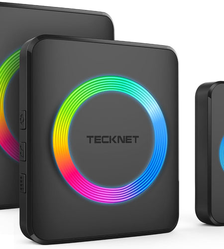 Wireless Doorbell with 2 Plug-In Receivers, IP65 Waterproof Doorbells for Home, 1300Ft Operating Range, 60 Optional Melodies & 5 Adjustment Volume Levels of 0-120 Db, LED Flashing- Black