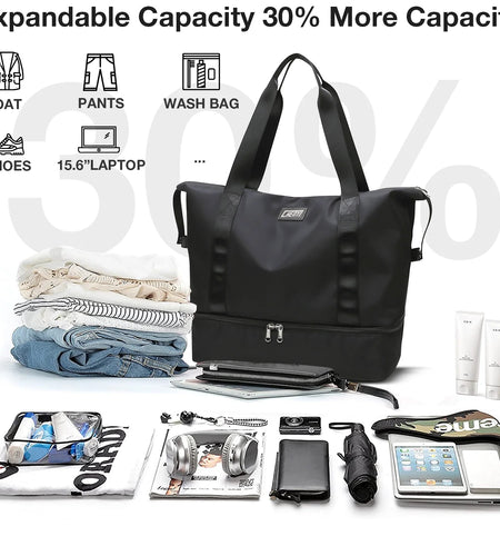 Travel Duffel Bag, Gym Tote Weekender Overnight Bag, Wet Dry Separation Shoulder Carry on Duffel Bags for Women