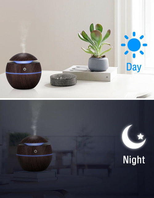 Load image into Gallery viewer, USB Aroma Humidifier Essential Oil Diffuser Ultrasonic Cool Mist Humidifier Air Humificador with 7 Color Change Air Humidifier Aroma Diffuser Essential Oil Humidifier Mist Maker Aromatherapy Wood
