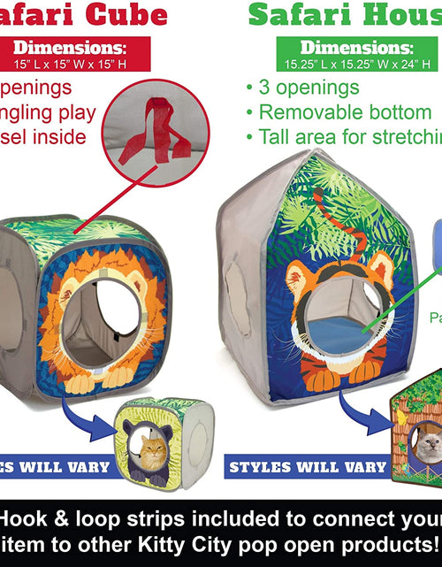 Load image into Gallery viewer, Safari Play Cubee, Cat Cube, Play Kennel, Cat Bed, Jungle Cat House, Multicolor, 15 H X15 W Inches
