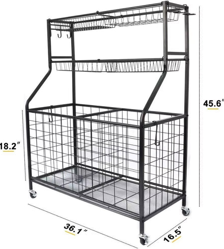 Sports Equipment Organizer, Ball Storage Rack, Garage Ball Storage, Sports Gear Storage, Rolling Sports Ball Storage Cart