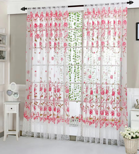 Plastic Shower Panel Voile Window Peony 1 Fabric Sheer Curtain Tulle Drape Home Decor Curtains 58 Inches Long