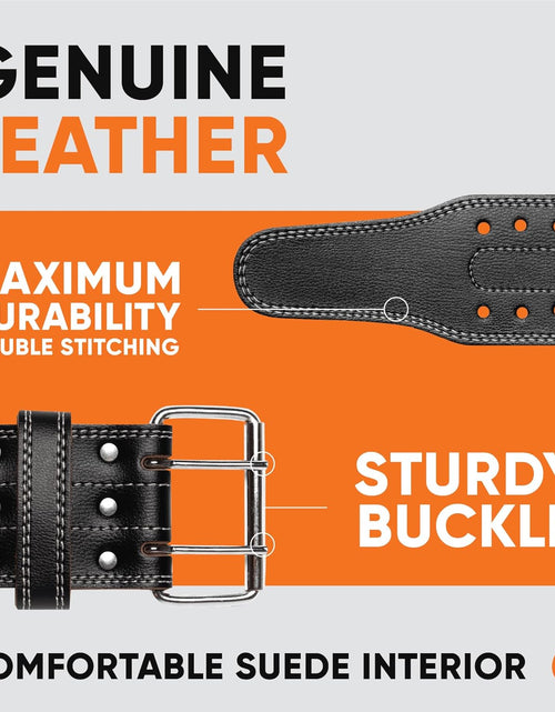 Load image into Gallery viewer, Genuine Leather Workout Belt (4 Inches Wide) - Proper Weight Lifting Form - Lower Back Support for Squats, Deadlifts, Cross Training
