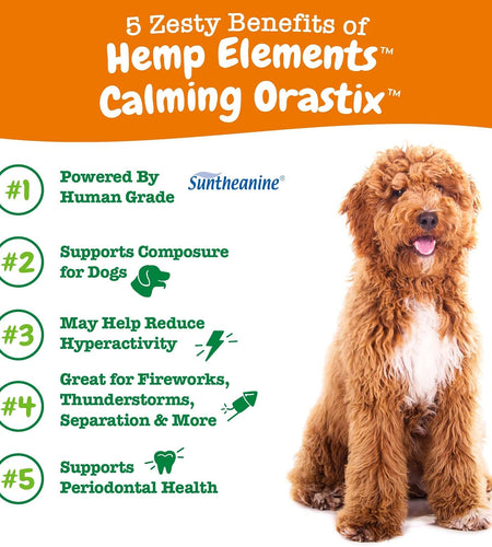 Calming Orastix for Dogs - Dental Sticks for Stress and Anxiety Relief with Hemp Melatonin Chamomile Dog Tartar Teeth Cleaning Calm Composure for Fireworks and Thunderstorms