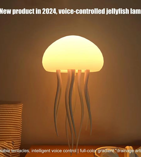 Jellyfish Night Light Cartoon Jellyfish Night Light Gradient Cute Jellyfish Bedside Lamp Voice Control Floating Jellyfish Lamp