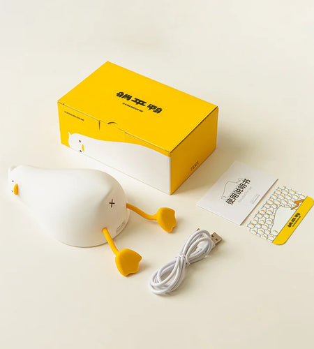 Silicone Lying Flat Duck Night Light Cute Yellow Duck 3-Level Light up Bedside Desk Touch Night Lamp Kids Room Kawaii Decoration