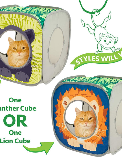 Load image into Gallery viewer, Safari Play Cubee, Cat Cube, Play Kennel, Cat Bed, Jungle Cat House, Multicolor, 15 H X15 W Inches
