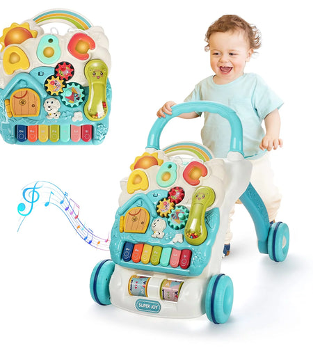 3 in 1 Baby Walker,Sit to Stand Learning Walkers & Removable Play Panel, Kids Early Activity Center with Lights & Sounds Birthday Gift for Infant Boys Girls