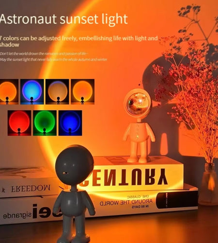 Light Sunset Light Astronaut Light Rainbow Projection Night Light 360Degree Rotation Rechargeable Ambient Light Magnetic Light