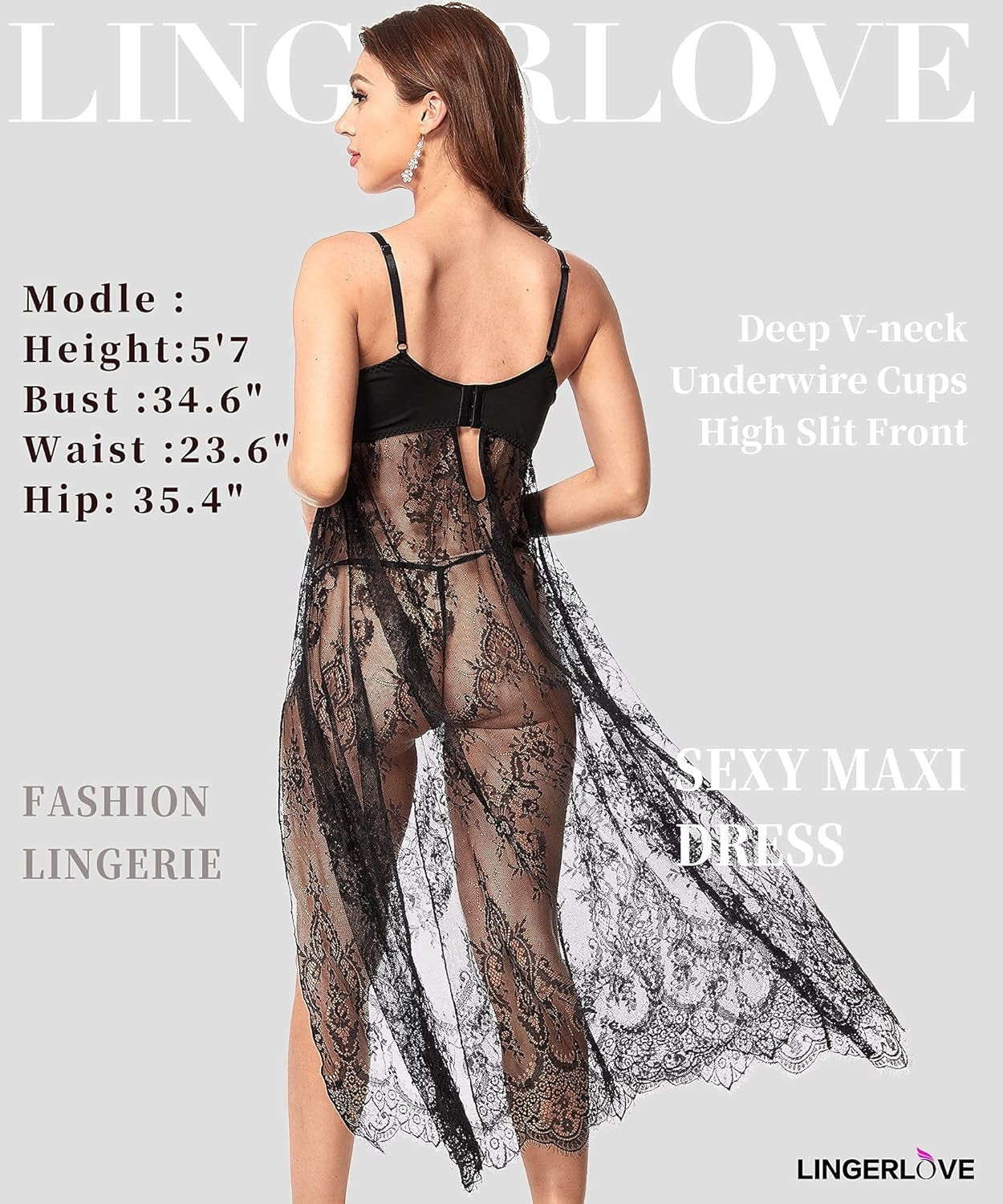 Women'S plus Size Lingerie Sexy Split Maxi Long Gown Sheer Dress Cricket's Closet Women'S plus Size Lingerie Sexy Split Maxi Long Gown Sheer Dress Cricket's Closet