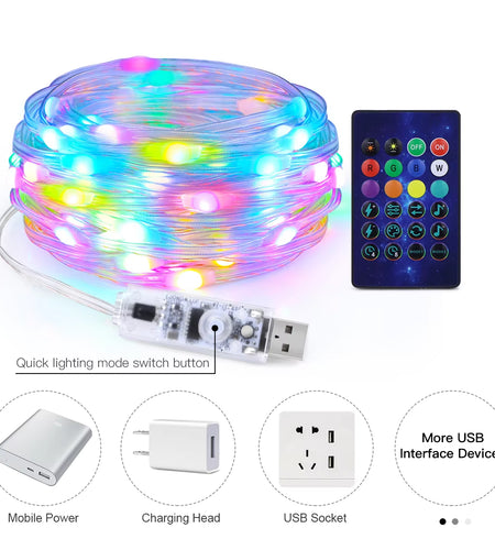 10M/20M USB Christmas Tree LED String Lights with Smart Bluetooth App Remote Control Christmas Home Decor Fairy Lights Garland
