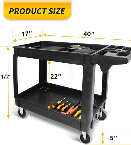 80855 500-Pound Service Cart with Two Trays (40" X 17" Overall Dimensions)