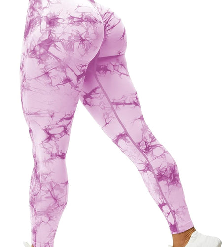 Tie Dye Seamless Leggings for Women High Waist Yoga Pants, Scrunch Butt Lifting Elastic Tights