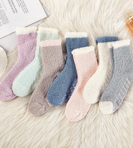 Womens Fuzzy Socks Warm Slipper Socks Winter Fluffy Socks Cozy Fuzzy Socks Athletic Fleece Socks Cute Crew Socks