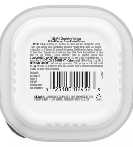 Cesar Classic Loaf in Sauce Grilled Chicken and Gravy Flavor Small Breed Wet Dog Food - 3.5Oz