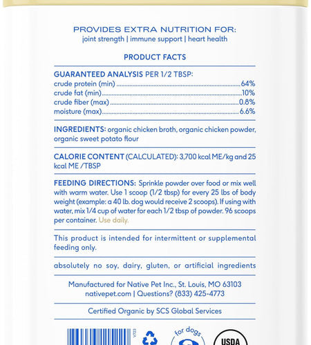 Bone Broth for Dogs and Cats – Dog Bone Broth Powder for Dog Food Topper for Picky Eaters – Cat and Dog Broth - Dog Gravy Topper for Dry Food – Chicken Broth for Dogs and Cast – 11.5 Oz