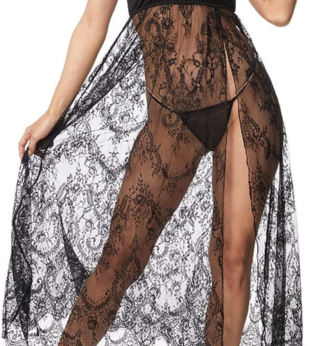 Women'S plus Size Lingerie Sexy Split Maxi Long Gown Sheer Dress