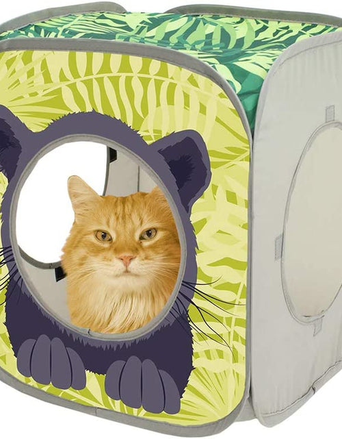 Load image into Gallery viewer, Safari Play Cubee, Cat Cube, Play Kennel, Cat Bed, Jungle Cat House, Multicolor, 15 H X15 W Inches
