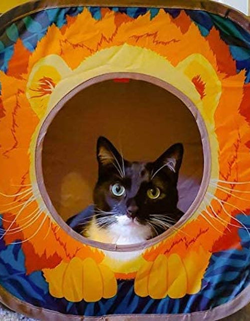 Load image into Gallery viewer, Safari Play Cubee, Cat Cube, Play Kennel, Cat Bed, Jungle Cat House, Multicolor, 15 H X15 W Inches
